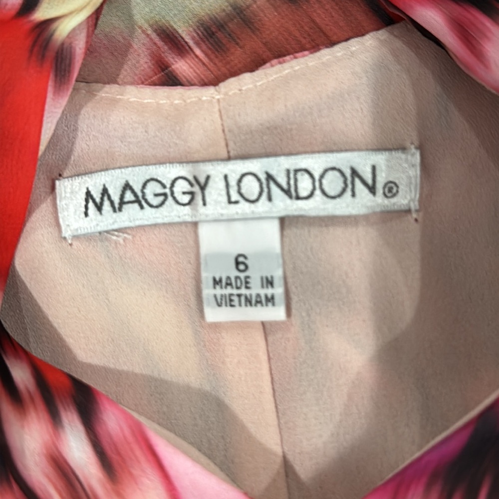 NWOT Maggy London Pink and Red Halter Maxi Dress - Picture 6 of 7